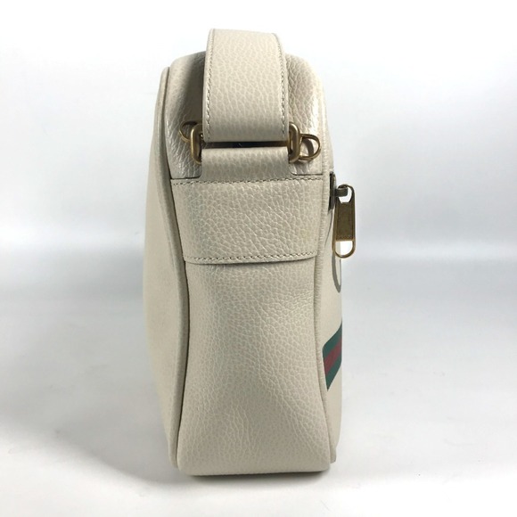 GUCCI Authentic White Leather Messenger Shoulder Bag - Picture 14 of 16